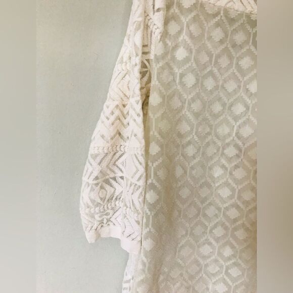 Anthropologie Embroidered Tulle Tunic By Vanessa Virginia, Ivory Top - Picture 7 of 7
